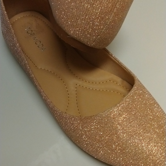 Women's Top Moda ballet slipper rose gold sparkle, size 8.5 - Picture 4 of 8